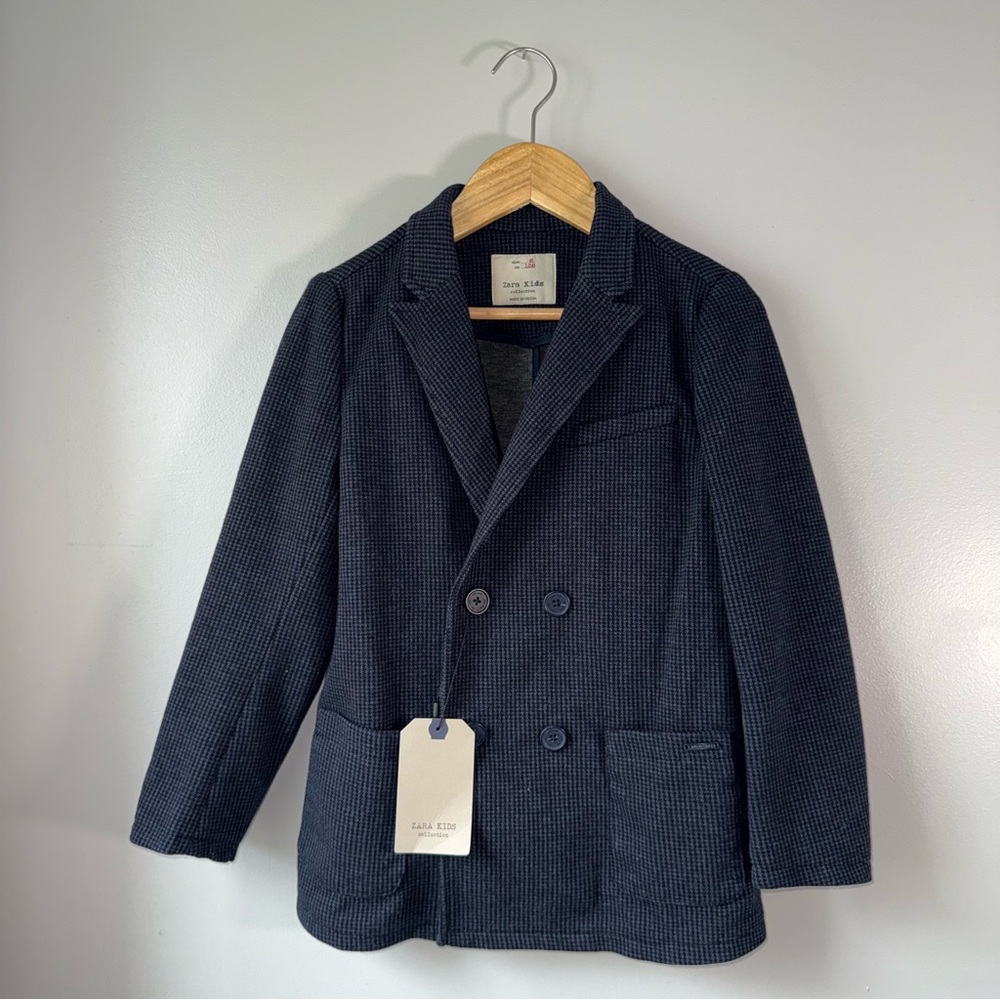 Zara Kids Charcoal Double-Breasted Blazer
